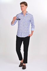 Monet White & Blue Floral Shirt - IVYN