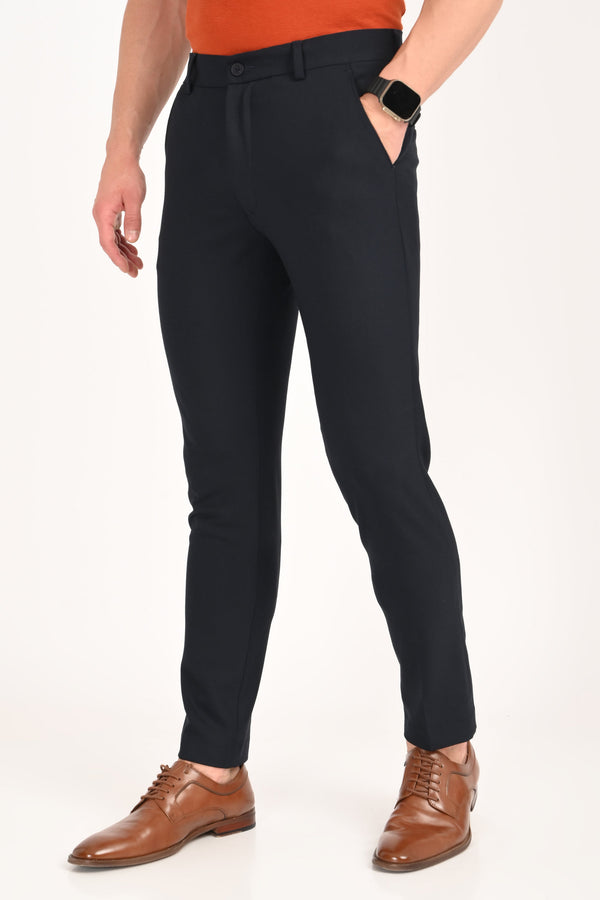 Navy Blue – Ankle Fit 4-Way Stretch Formal Trouser - IVYN