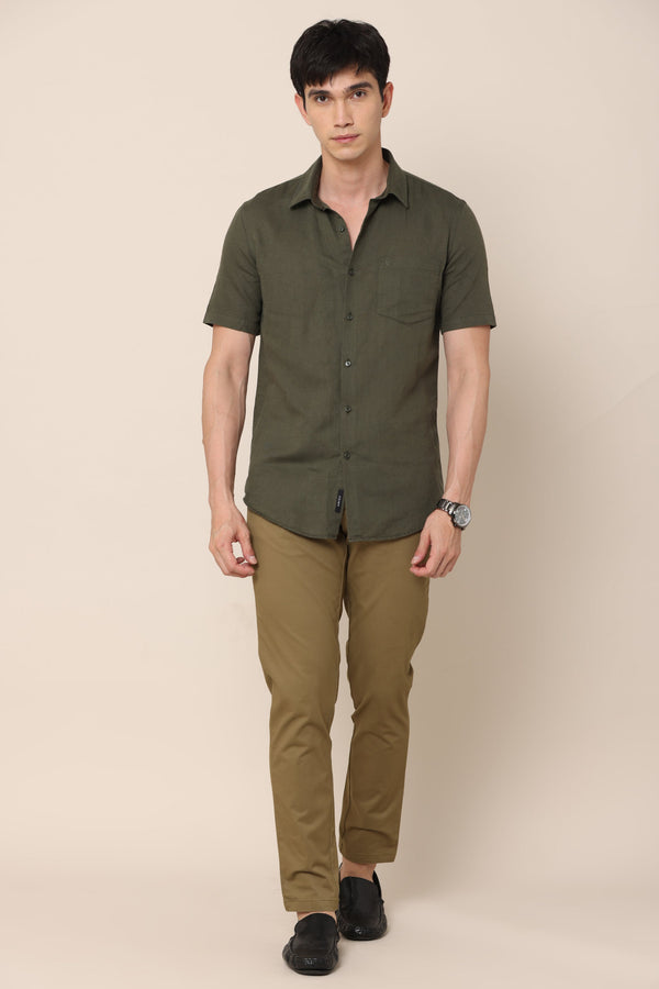 Classic Olive Green Cotton Chinos (image 1)
