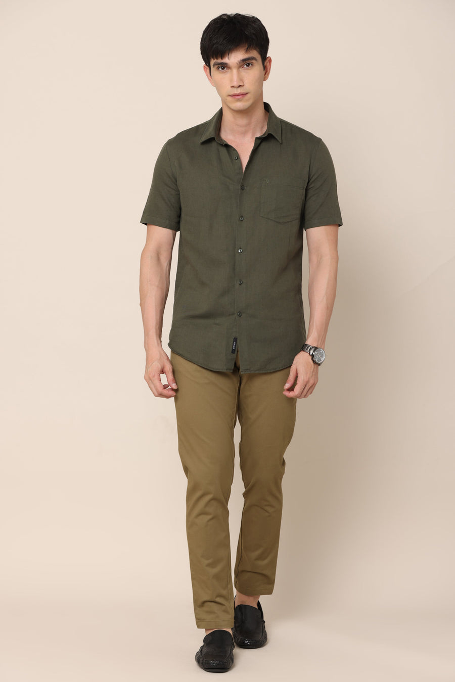 IvoryBlend Olive Green Cotton Pants - IVYN