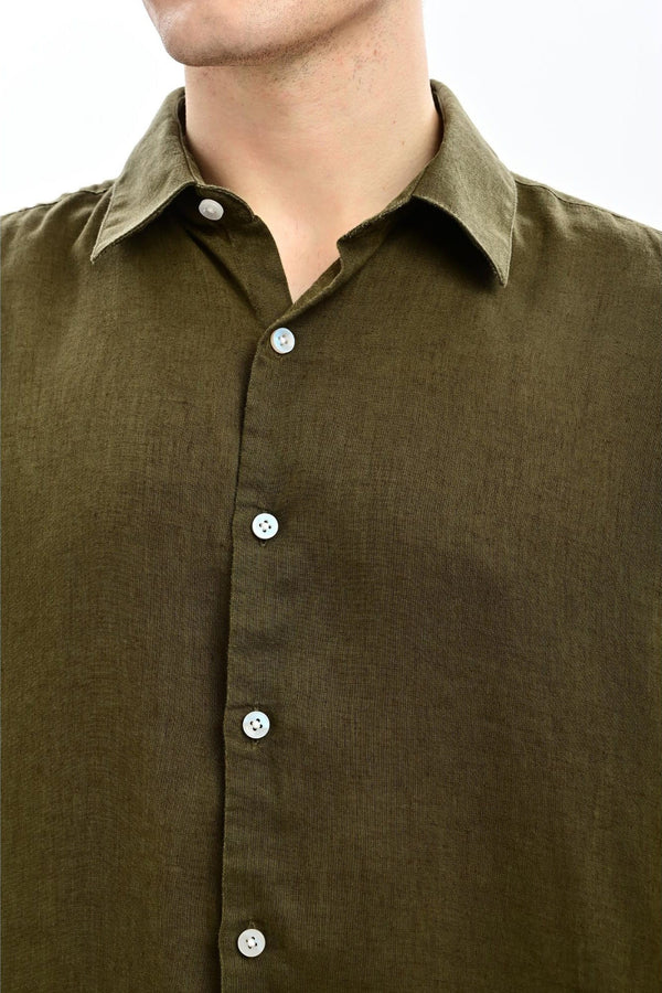 Olive Textured Relaxed-Fit Shirt for Men - IVYN