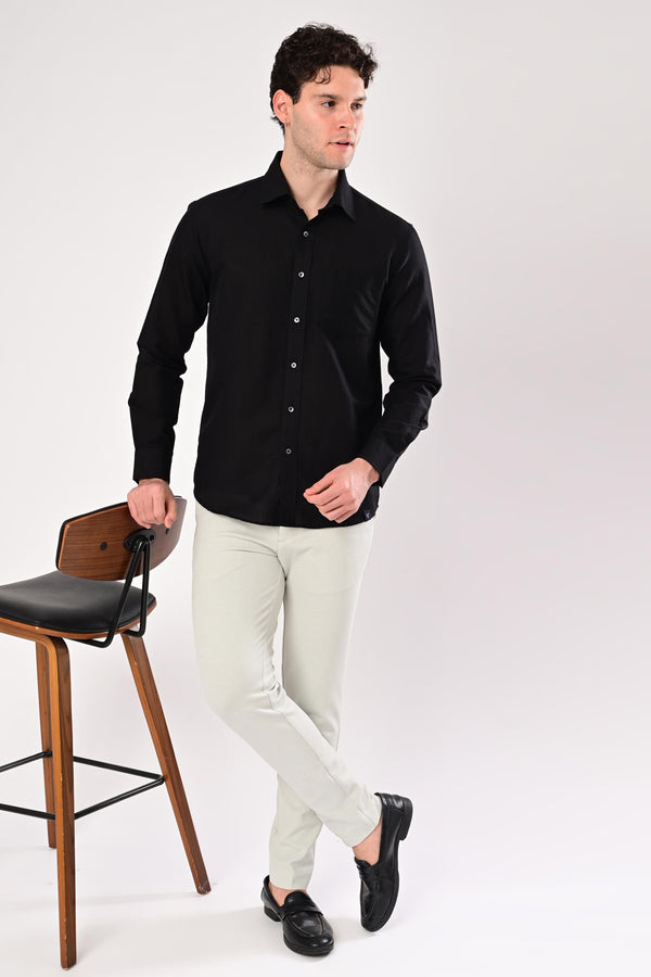 Premium Cotton Linen Shirts - Midnight Black (image 5)