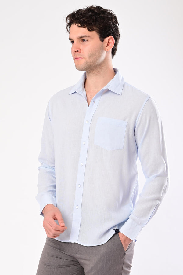 Premium Cotton Linen Shirts - Sky Mist (image 3)