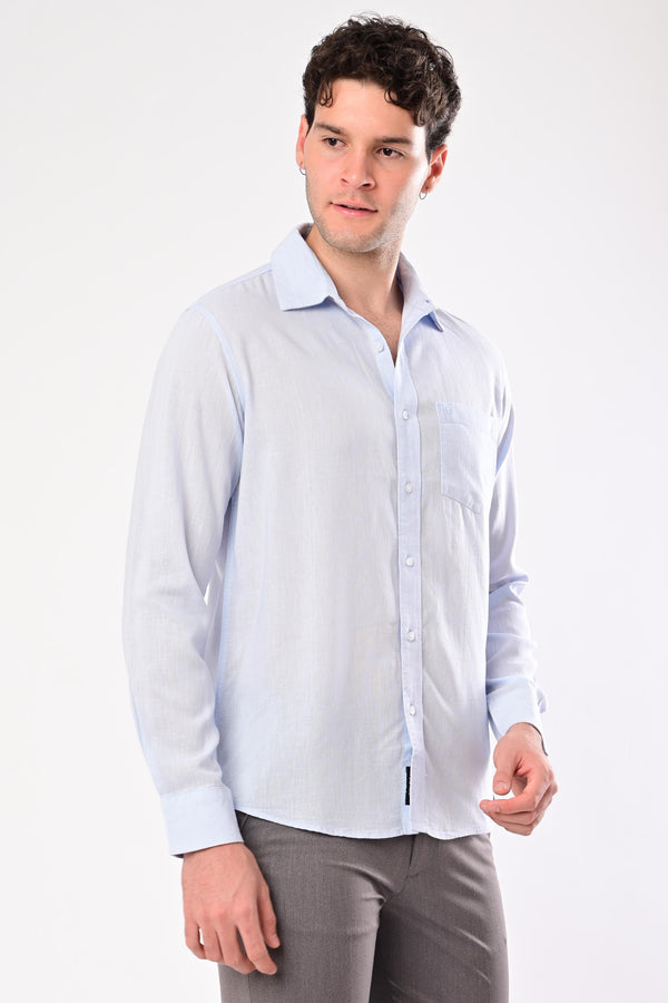 Premium Cotton Linen Shirts - Sky Mist (image 4)