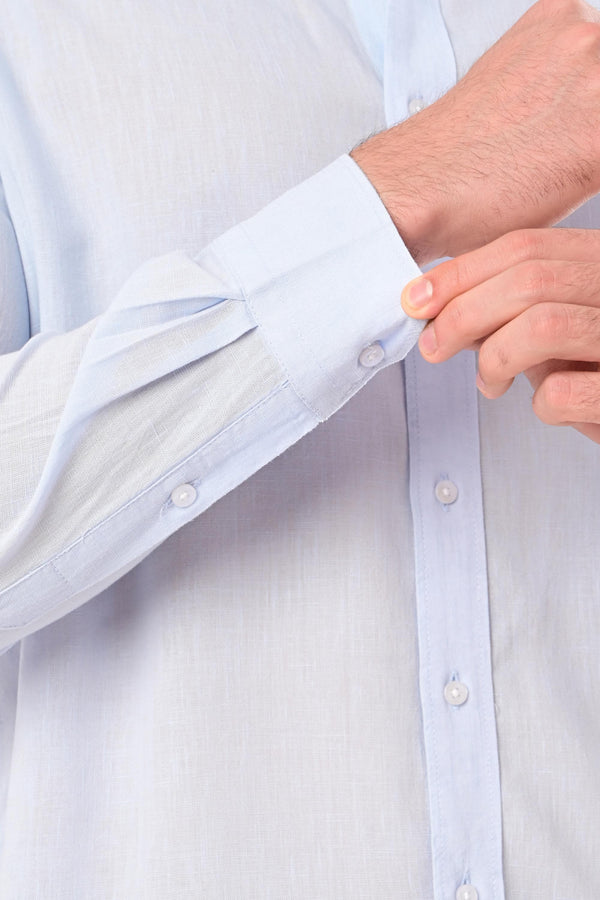 Premium Cotton Linen Shirts - Sky Mist (image 6)