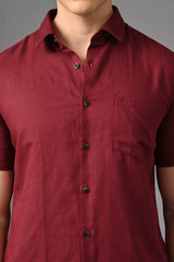 Premium Half Sleeve Linen Shirt – Maroon