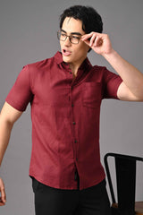 Premium Half Sleeve Linen Shirt – Maroon