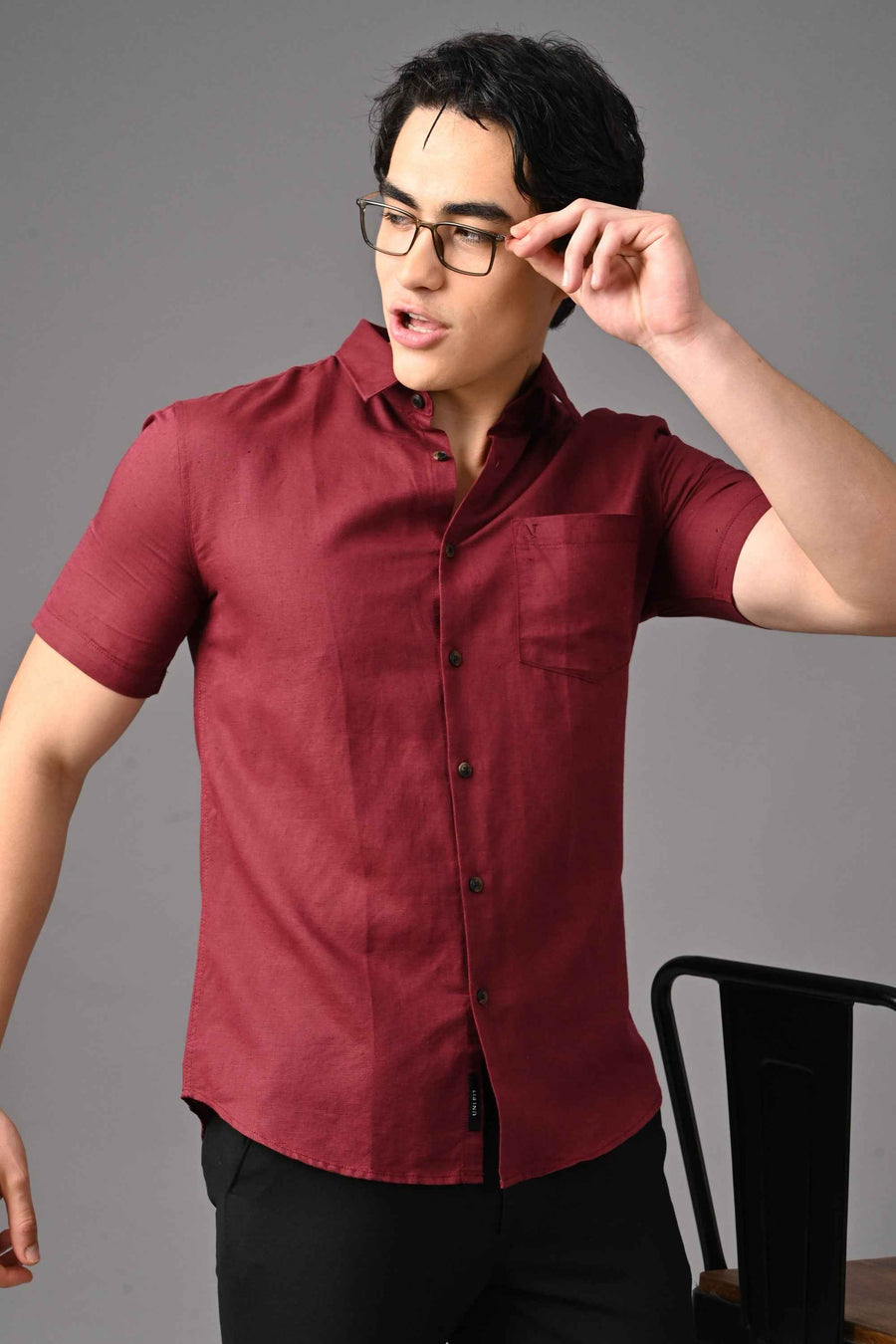 Premium Half Sleeve Linen Shirt – Maroon