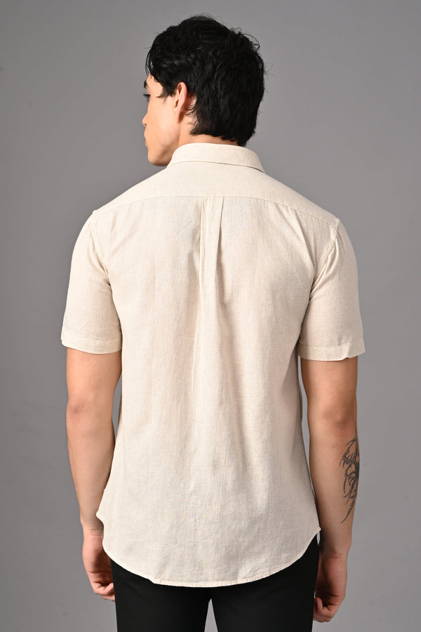 Premium Half Sleeve Linen Shirt - Natural Beige alternate view