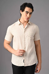 Premium Half Sleeve Linen Shirt – Natural Beige
