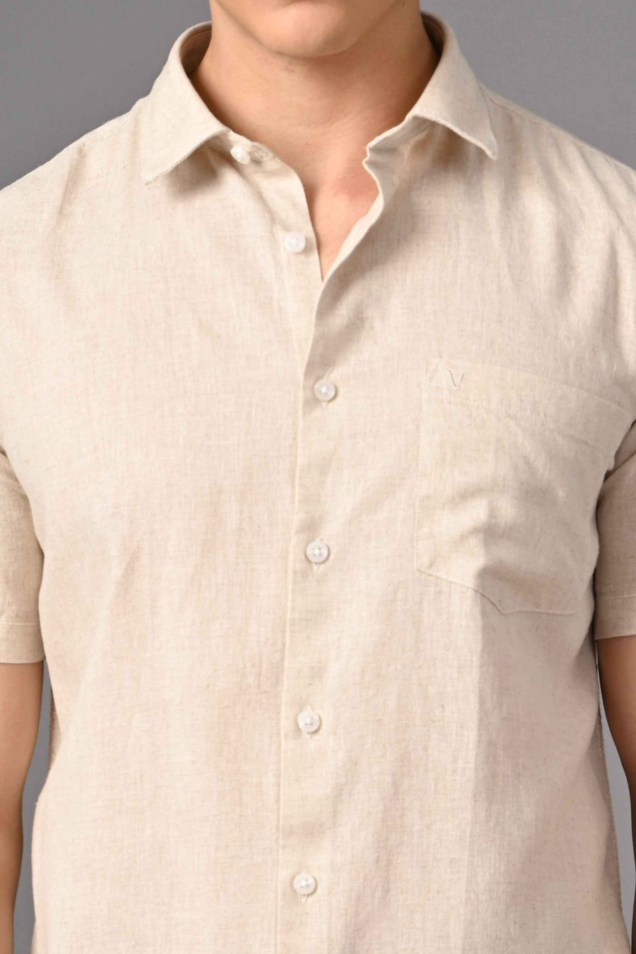Premium Half Sleeve Linen Shirt – Natural Beige