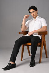 IVYN Premium Half Sleeve Linen Shirt side view in Pure White