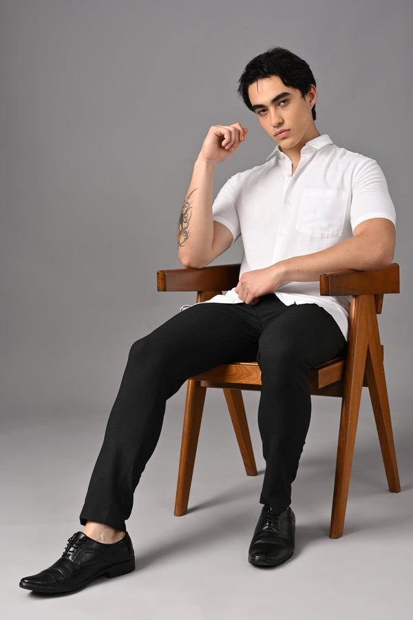 Premium Half Sleeve Linen Shirt - Pure White (image 1)