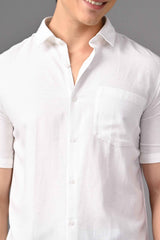 Premium Half Sleeve Linen Shirt – Pure White