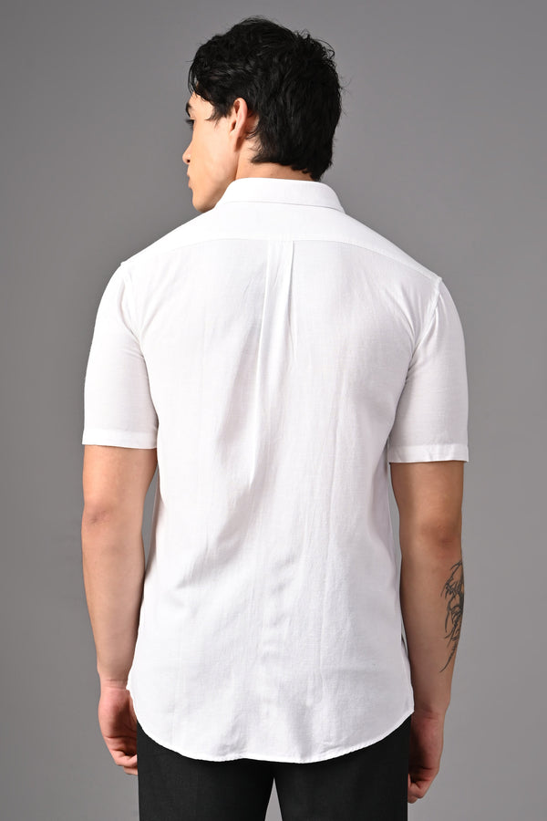 Premium Half Sleeve Linen Shirt - Pure White (image 2)