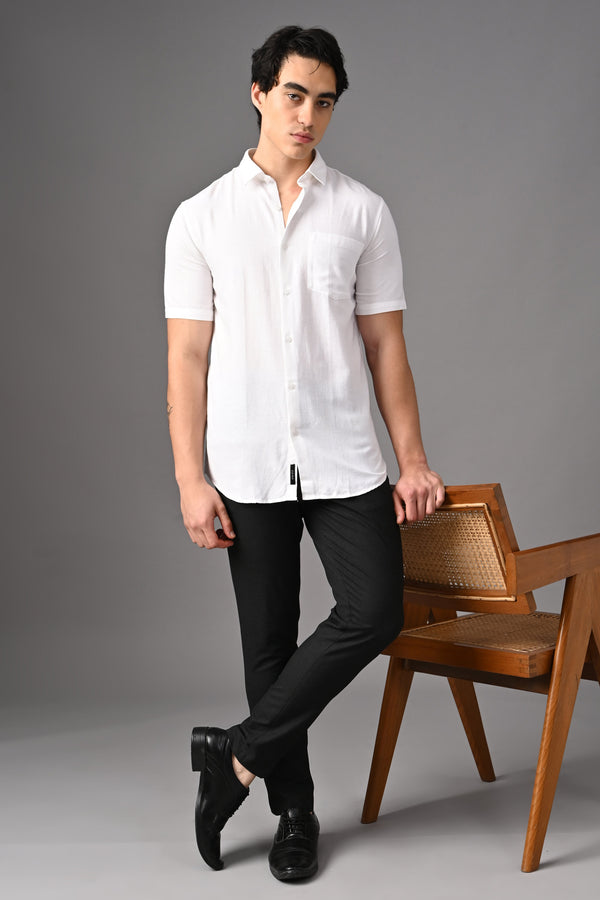 Premium Half Sleeve Linen Shirt - Pure White (image 3)