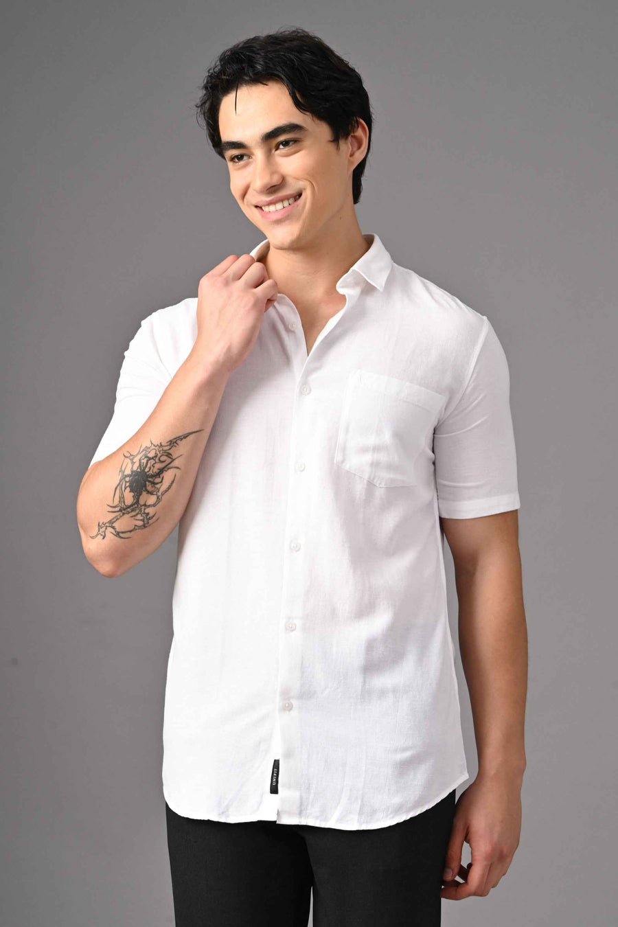 Premium Half Sleeve Linen Shirt – Pure White