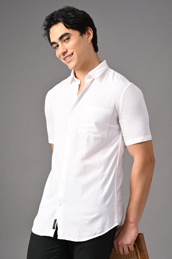 Premium Half Sleeve Linen Shirt - Pure White (image 4)