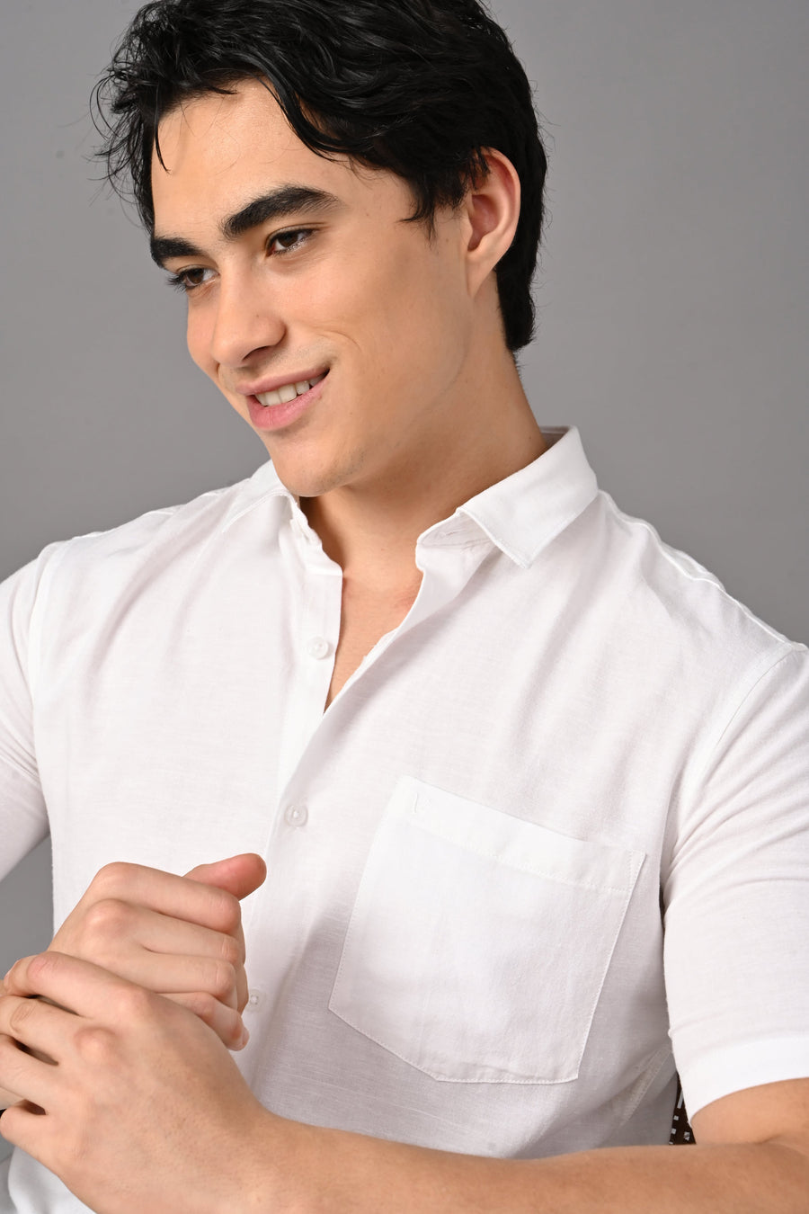 IVYN Premium Half Sleeve Linen Shirt in Pure White