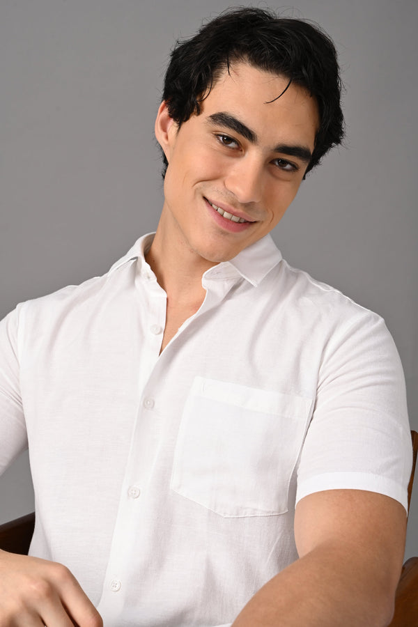 Premium Half Sleeve Linen Shirt - Pure White (image 6)