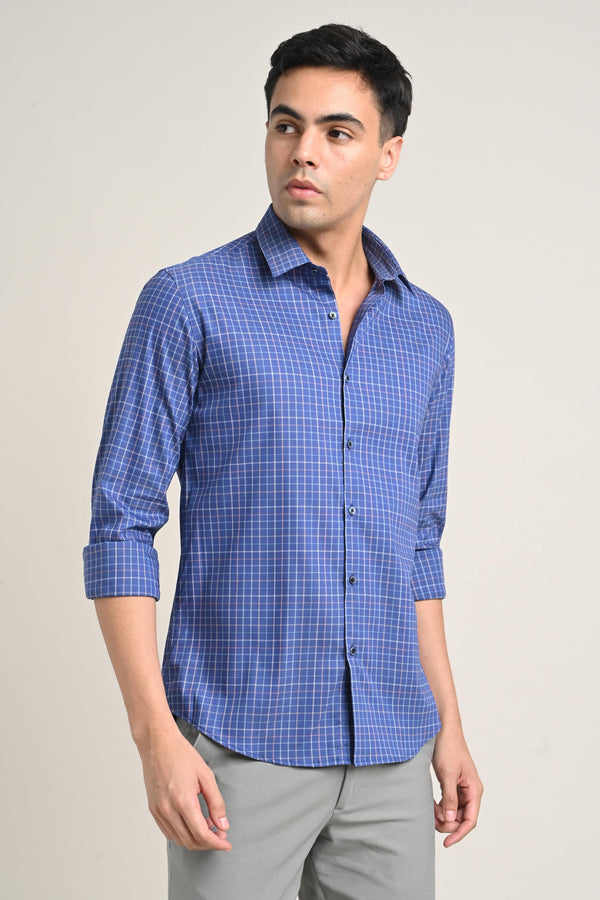 Steel Blue Checkered Shirt (image 4)