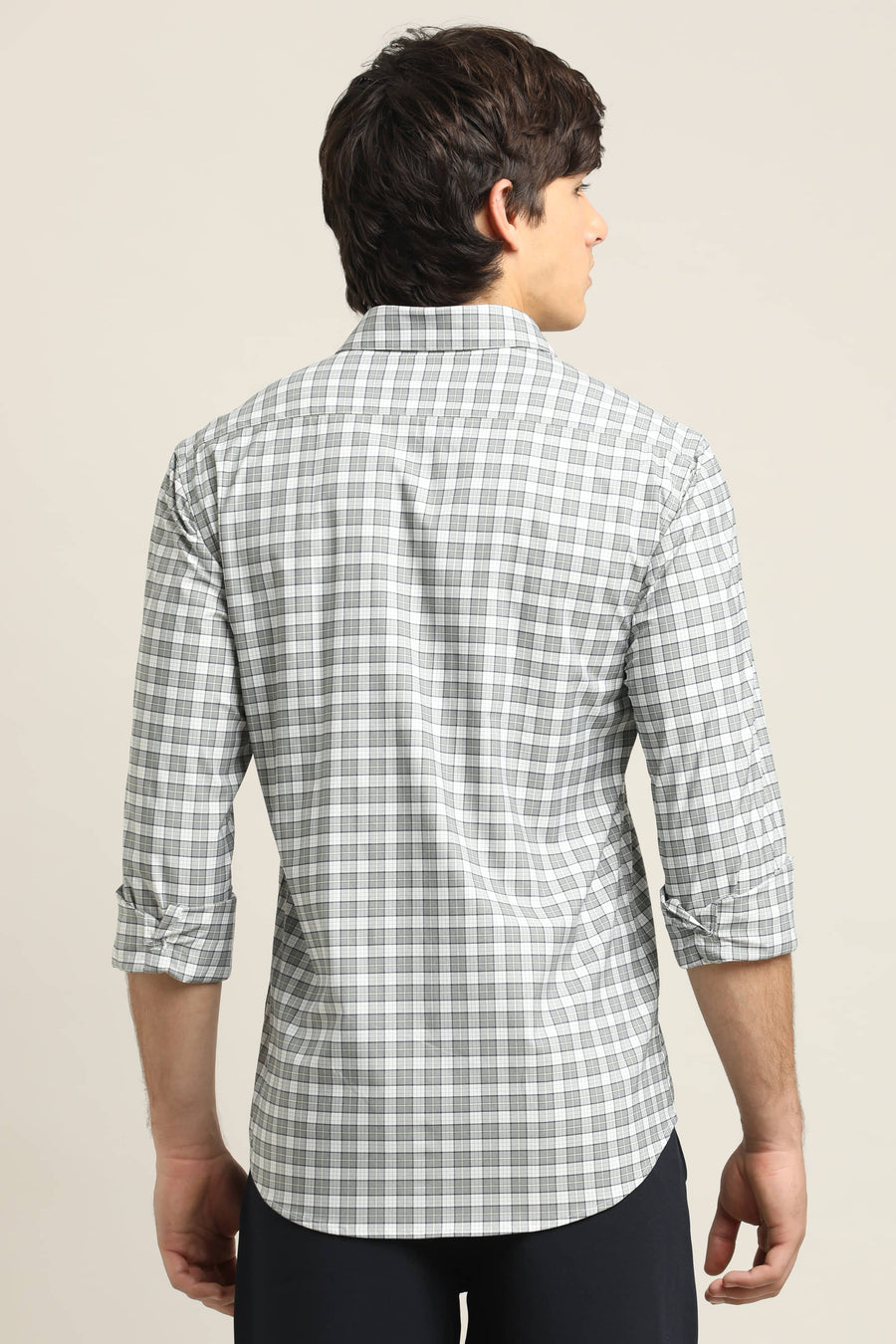 Ash Grey Checked TENCEL Shirt - IVYN