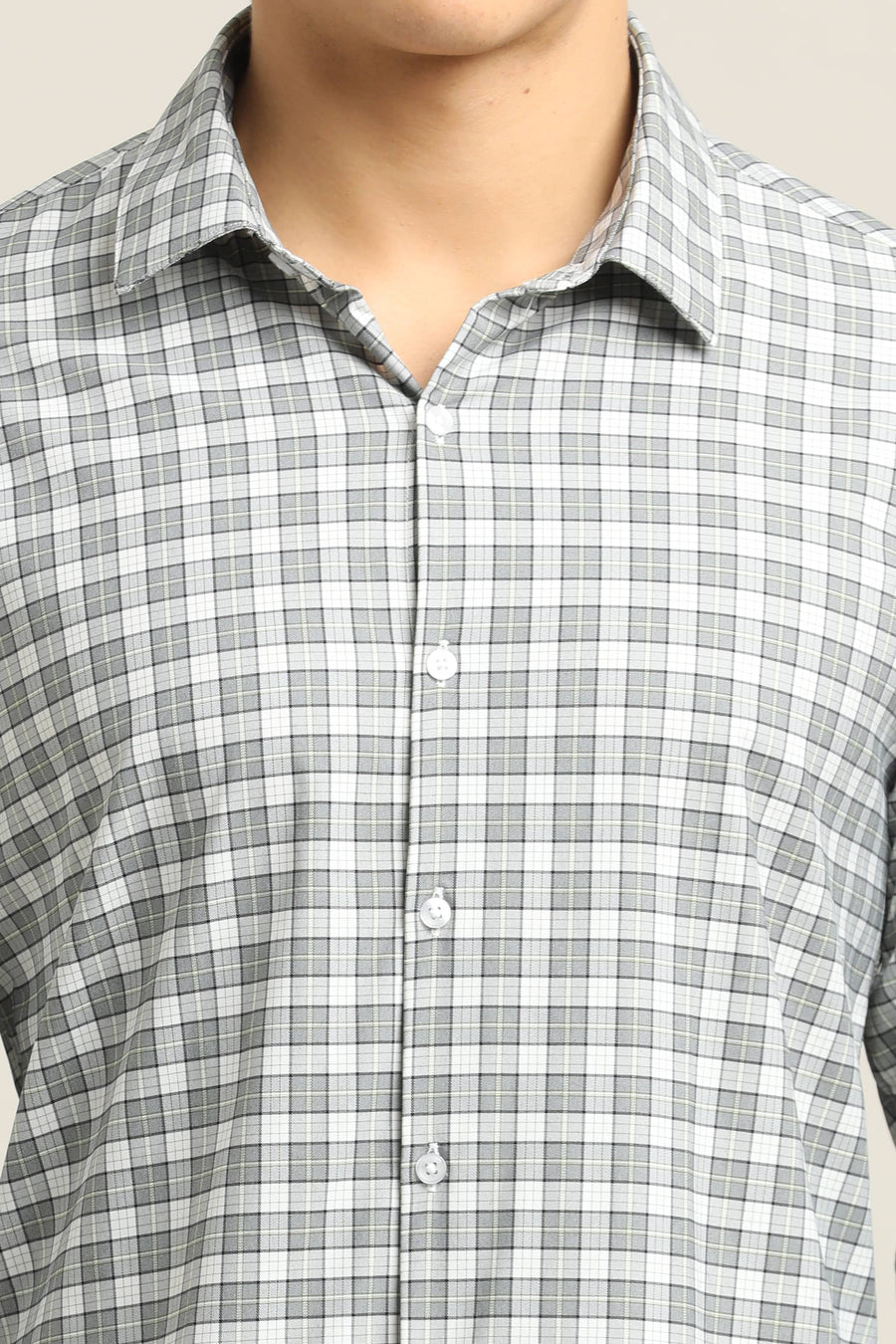 Ash Grey Checked TENCEL Shirt - IVYN
