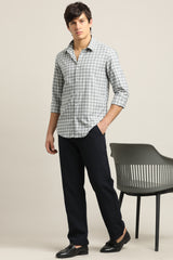 Ash Grey Checked TENCEL Shirt - IVYN