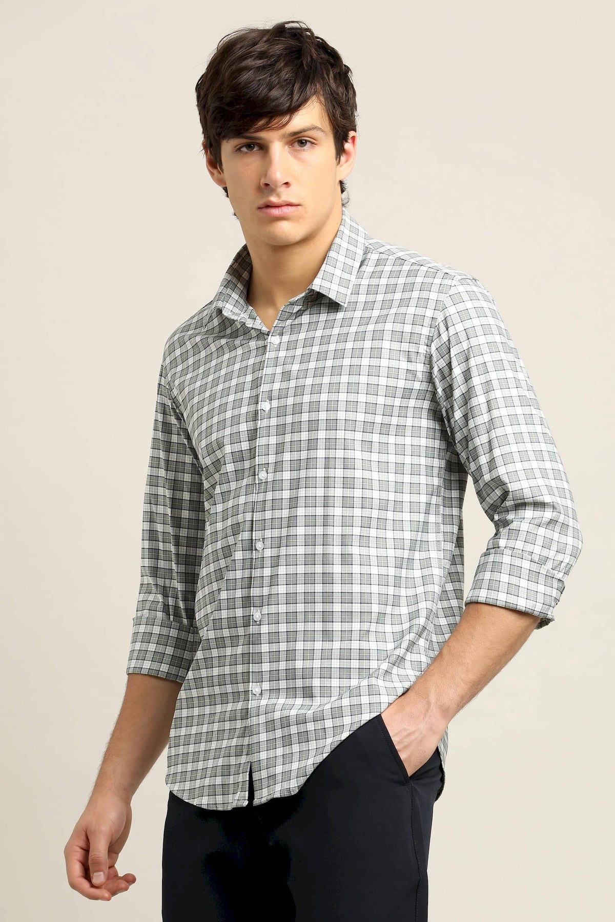 Ash Grey Checked Shirt