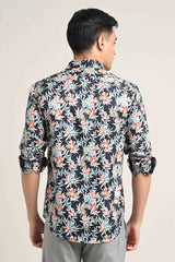 Stretch Cotton Floral Shirt – Midnight Floral Black