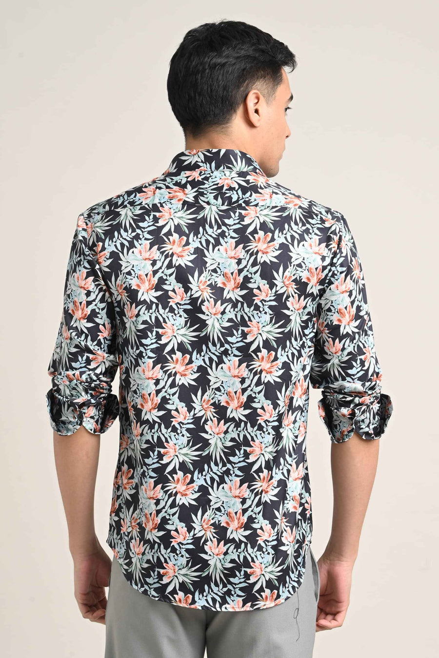 Stretch Cotton Floral Shirt – Midnight Floral Black