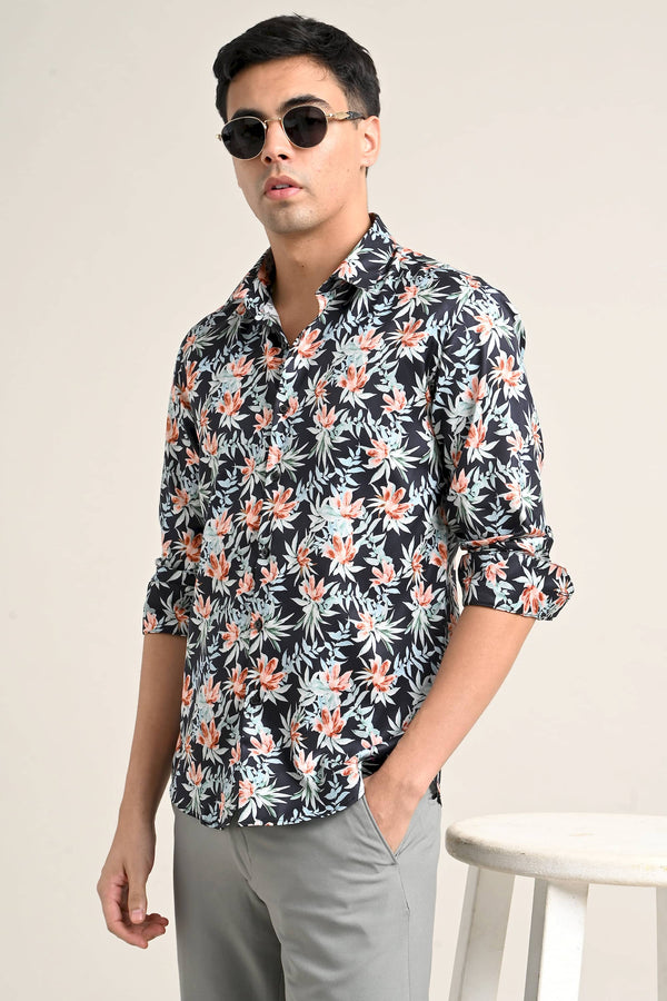 Stretch Cotton Floral Shirt