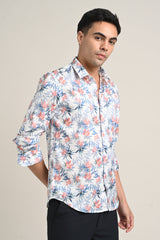IVYN Stretch Cotton Floral Shirt in Soft Peach Bloom