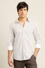 Ivory Tan Geo-Print Shirt