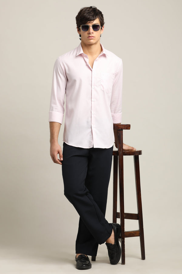 Cotton Stretch Checkered Shirt - Blush Pink (image 4)