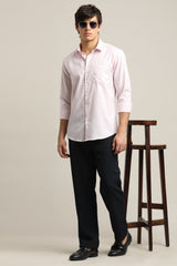 Stretch Cotton Micro-Check Shirt – Blush Pink - IVYN