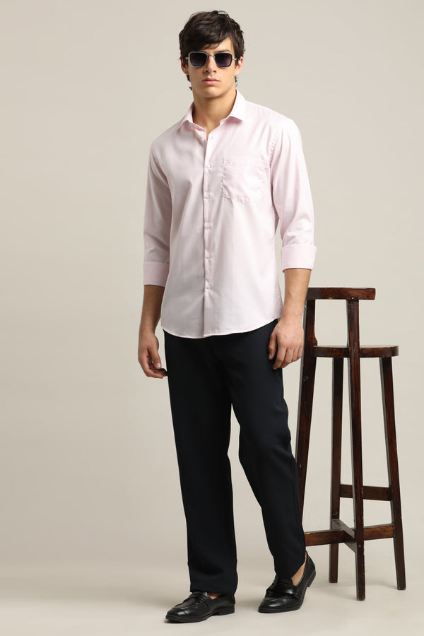Cotton Stretch Checkered Shirt - Blush Pink (image 6)