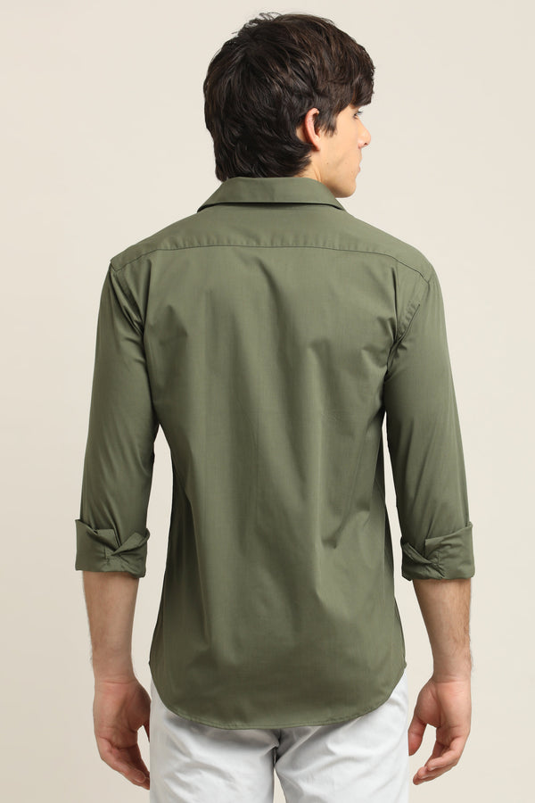 Solid Shirt - Olive Green (image 4)
