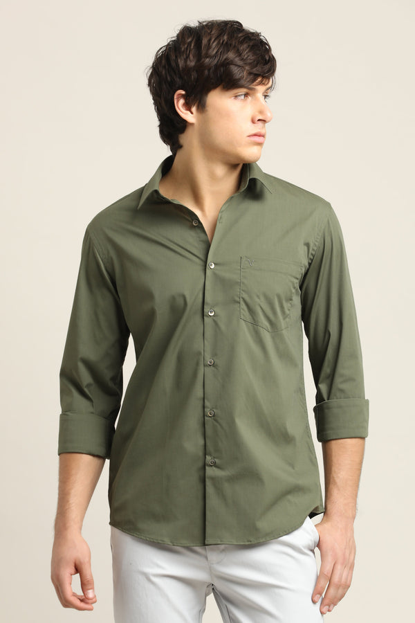 Solid Shirt - Olive Green (image 5)