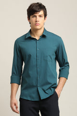 IVYN Solid Shirt back view in Ocean Teal Blue