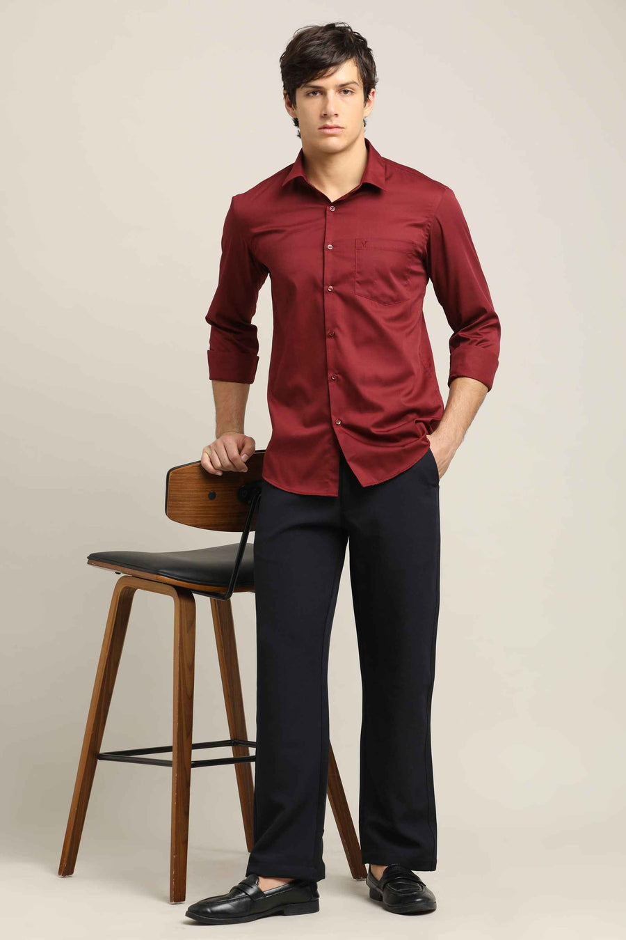 Solid Shirt – Burgundy Red