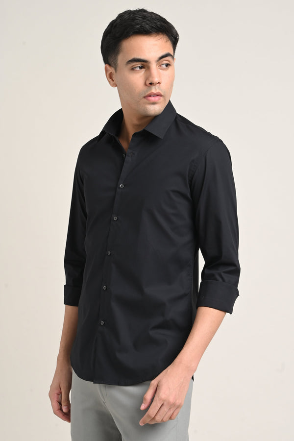 Stretch Solid Shirt - Black (image 4)