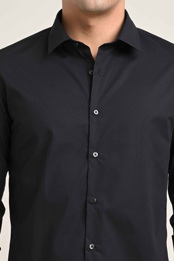 Stretch Solid Shirt - Black alternate view