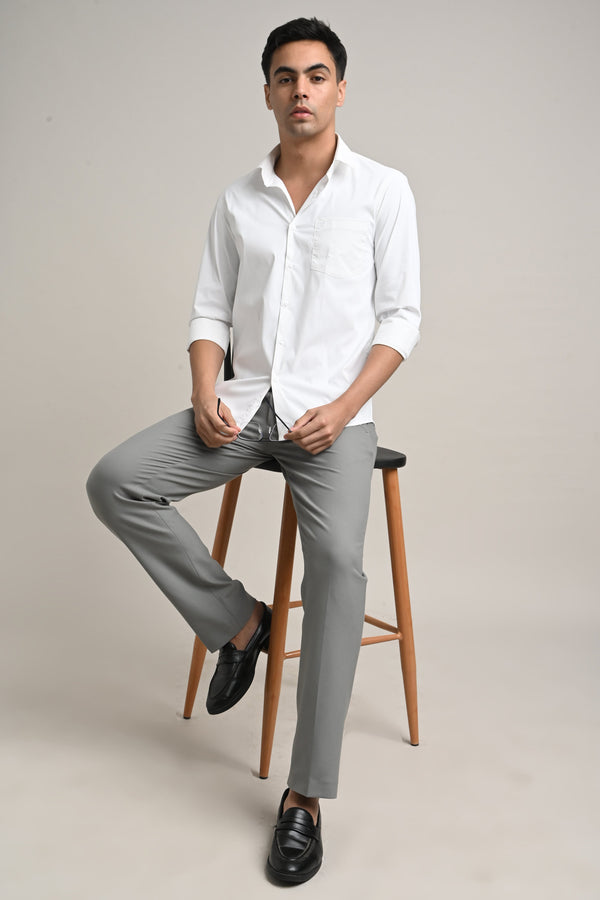 Stretch Solid Shirt - White (image 6)