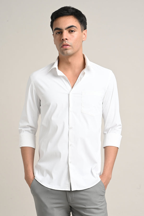 Stretch Solid Shirt - White (image 5)