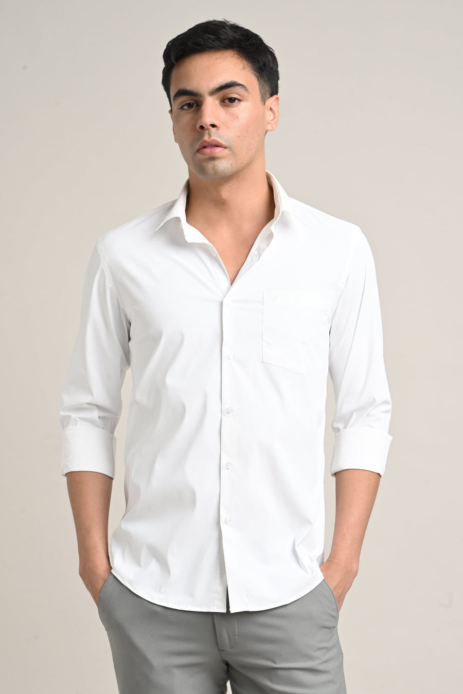 IVYN Stretch Solid Shirt in Classic White