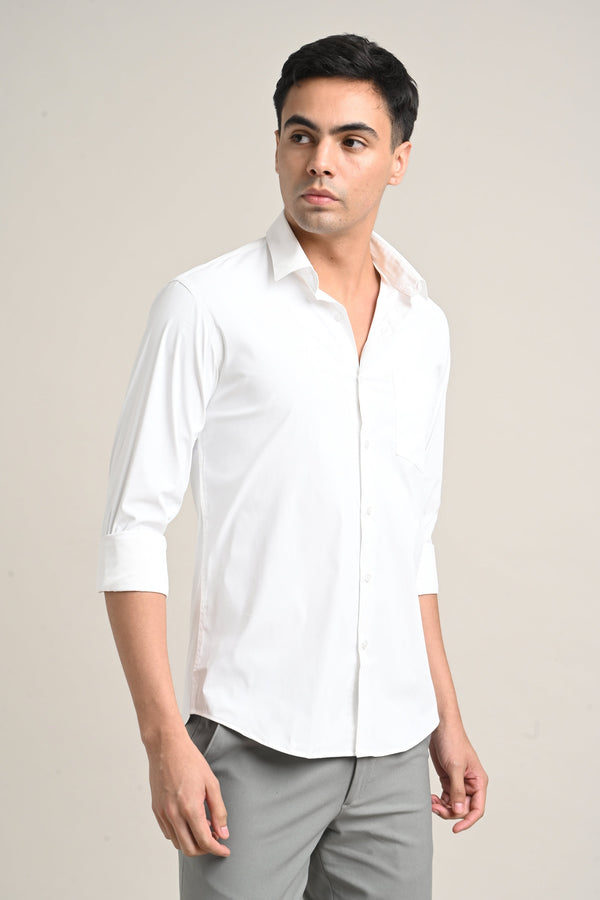 Stretch Solid Shirt - White (image 4)