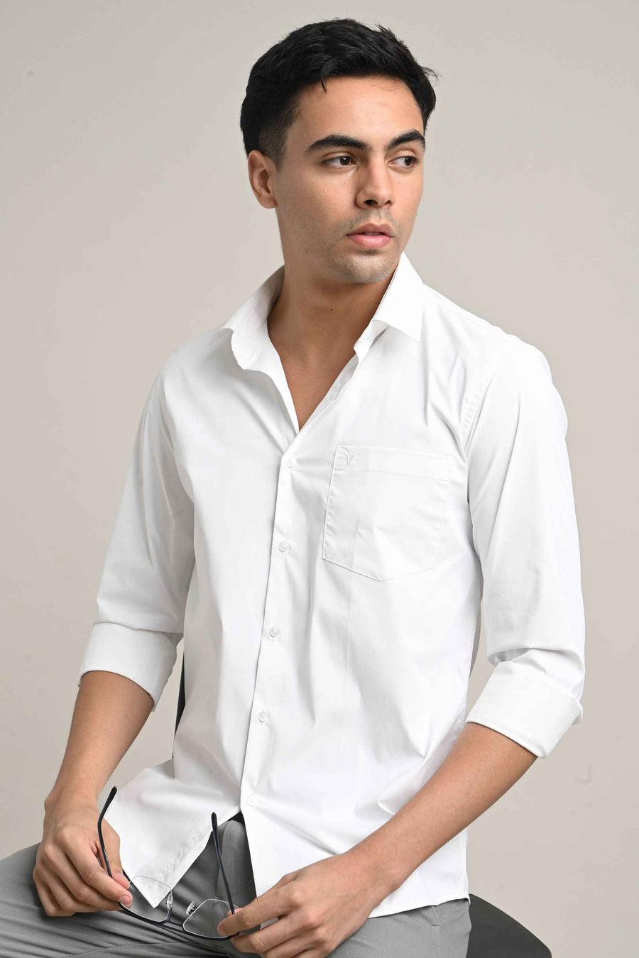 Stretch Solid Shirt – Classic White