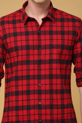 Noble Red Black Classic Check Shirt - IVYN
