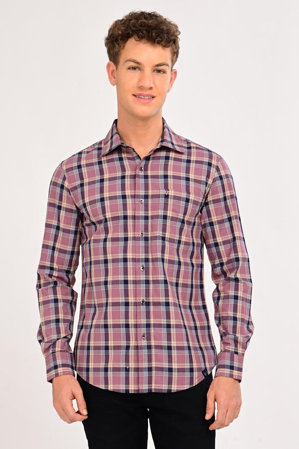 IVYN Smart Casual Plaid Shirt – Tailored Comfort Fit - Dusty Maroon (image 2)